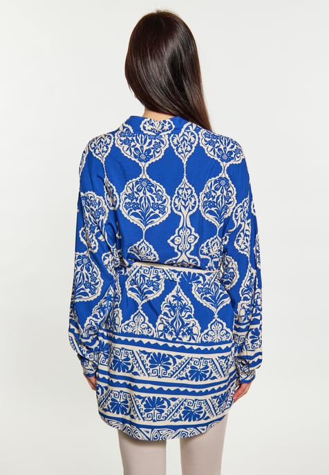 usha Blouse Dames koningsblauwe crème - Image 4