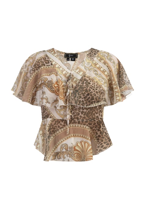 Faina Blouse Dames beige wit - Image 1