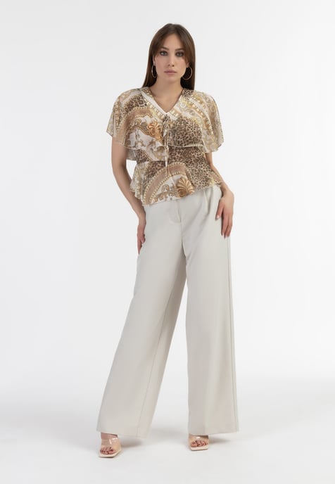 Faina Blouse Dames beige wit - Image 2