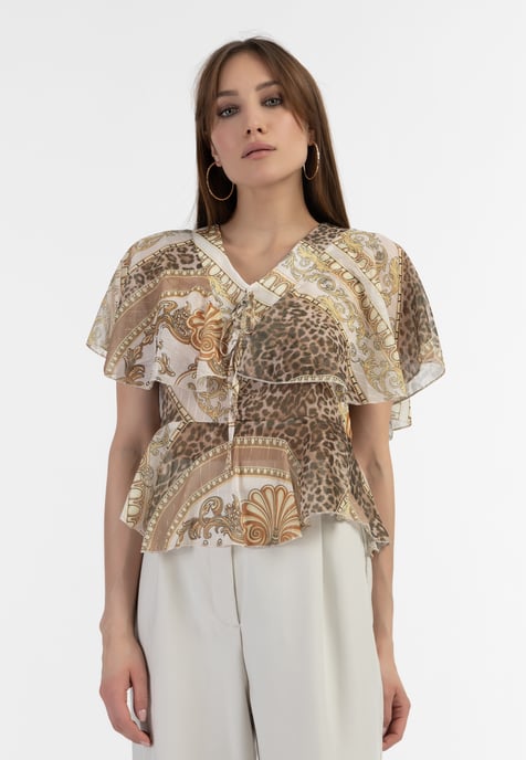 Faina Blouse Dames beige wit - Image 3