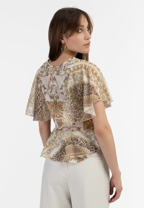 Faina Blouse Dames beige wit - Image 4