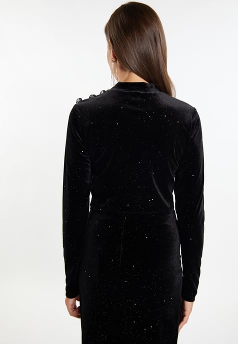 Faina Fluwelen overhemd met glitters Dames zwart - Image 4