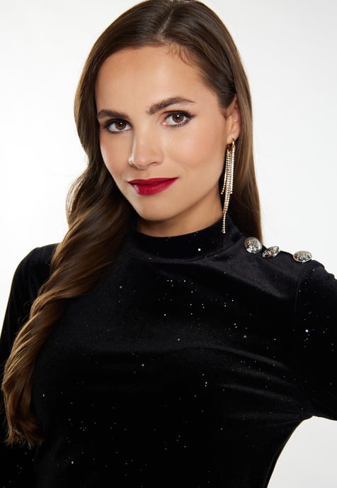 Faina Fluwelen overhemd met glitters Dames zwart - Image 5