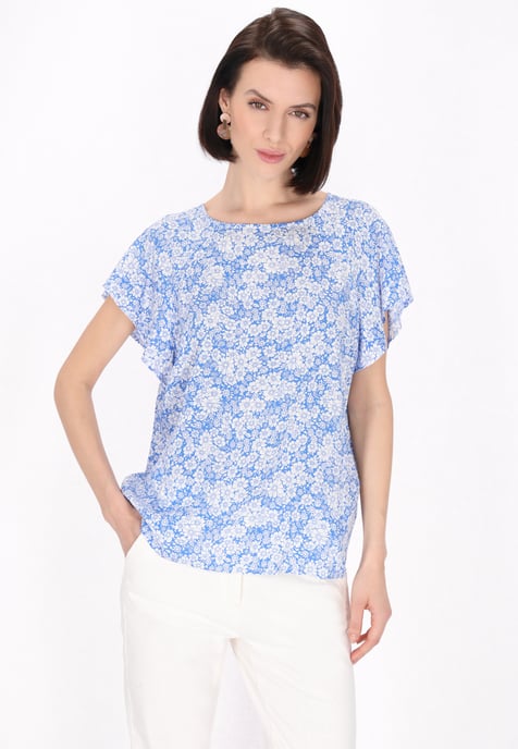 usha Blouse vrouwen blauw wit - Image 3