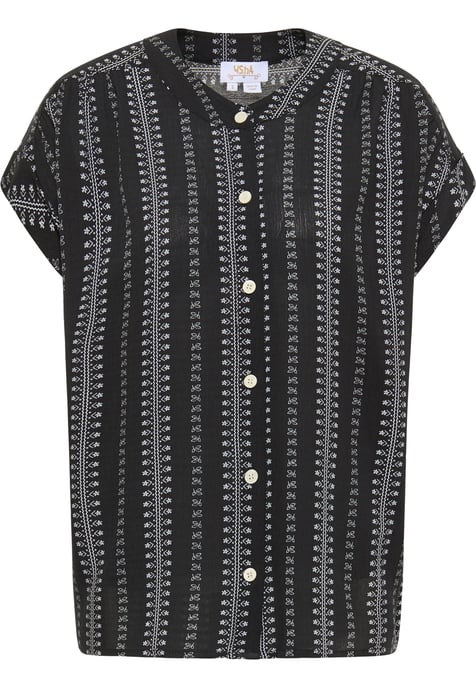 usha blouse met korte mouwen Dames zwart wit - Image 1