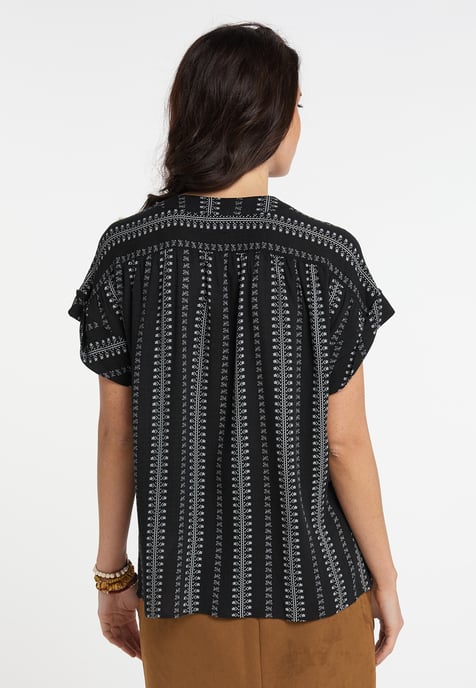 usha blouse met korte mouwen Dames zwart wit - Image 4