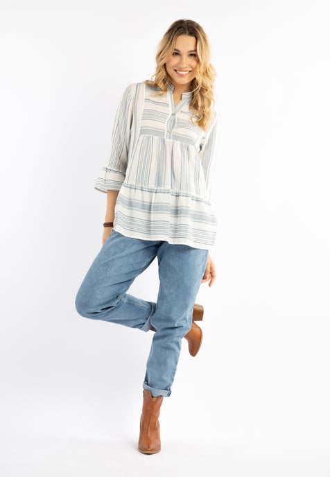 IZIA Overhemd Dames Blauw wol wit - Image 2