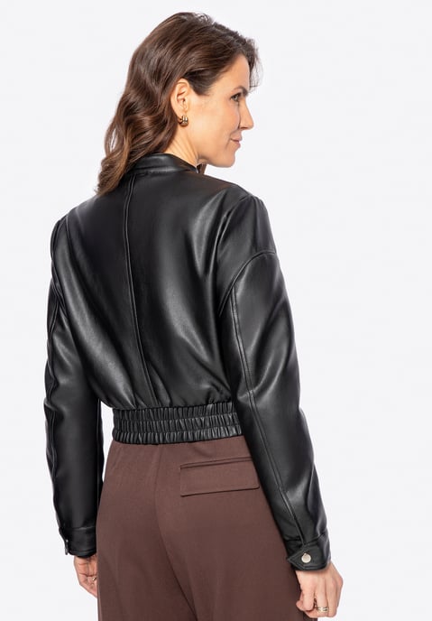 Wittchen Dames eco-leren jas met trekkoord zwart eco-leer - Image 3