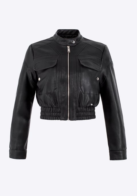 Wittchen Dames eco-leren jas met trekkoord zwart eco-leer - Image 6