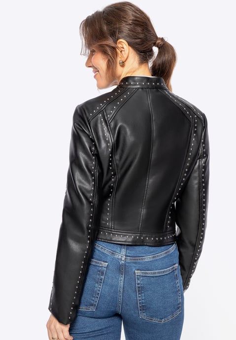 Wittchen Dames eco-leren jack met glanzende klinknagels zwart eco-leer - Image 3