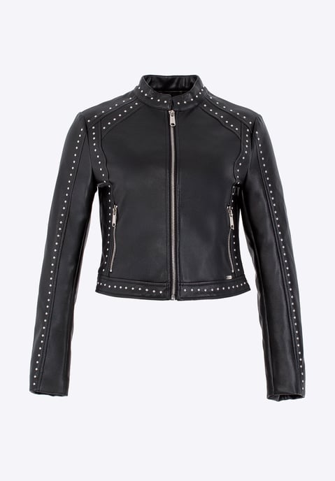 Wittchen Dames eco-leren jack met glanzende klinknagels zwart eco-leer - Image 6