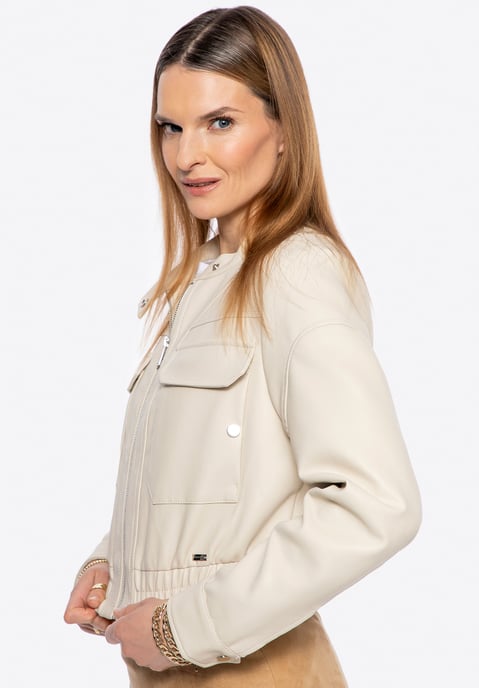 Wittchen Dames eco-leren jas met trekkoord, beige - Image 3