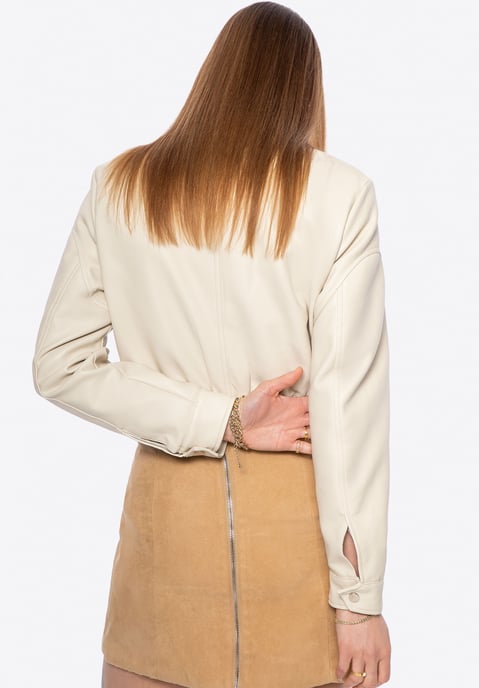 Wittchen Dames eco-leren jas met trekkoord, beige - Image 5
