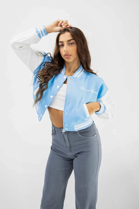 Varsity Slogan Contrast Sleeve Bomber - Image 2