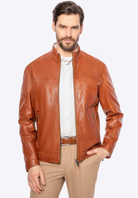 Wittchen Men's Biker Jacket made of genuine leather light brown - Image 1