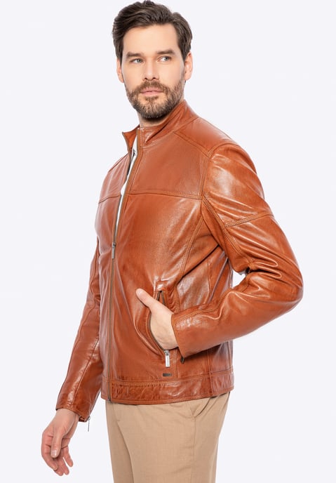 Wittchen Men's Biker Jacket made of genuine leather light brown - Image 2