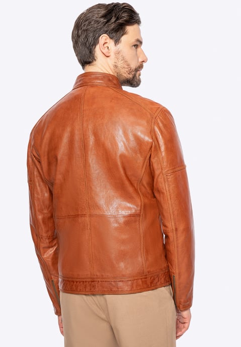 Wittchen Men's Biker Jacket made of genuine leather light brown - Image 3