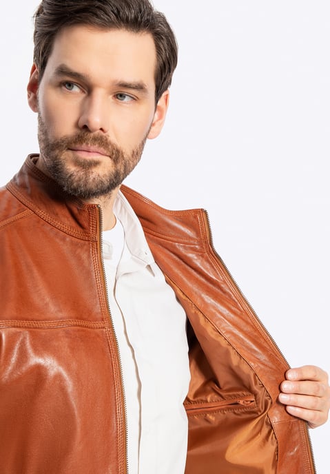 Wittchen Men's Biker Jacket made of genuine leather light brown - Image 4