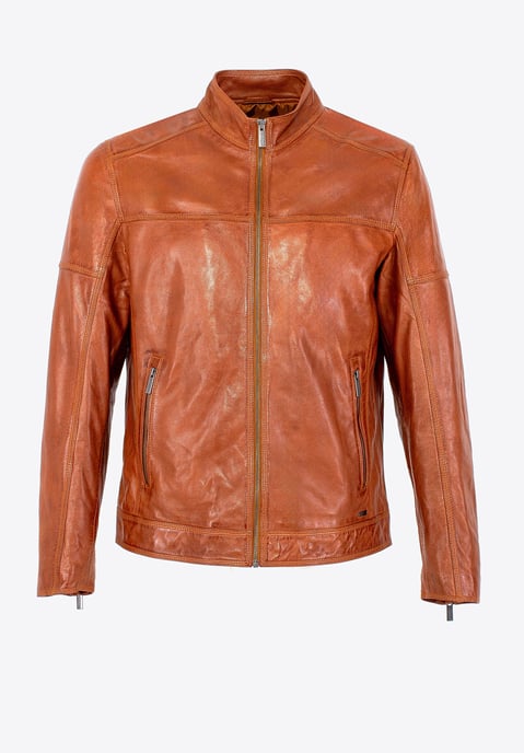 Wittchen Men's Biker Jacket made of genuine leather light brown - Image 6