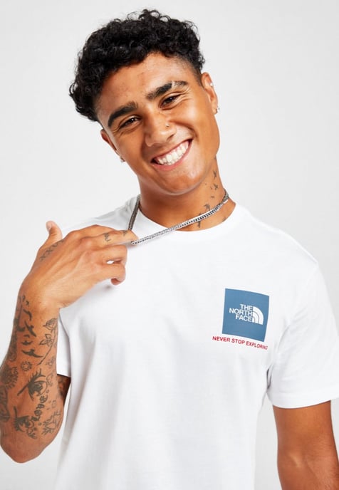The North Face Mens SS Fine Box T-Shirt in White/Federal Blue - Image 3