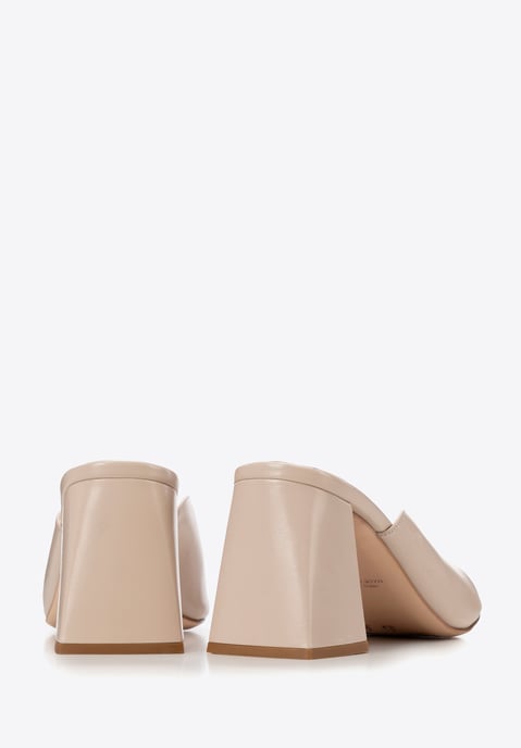 Wittchen Dames beige muiltjes van echt leer met blokhak - Image 4