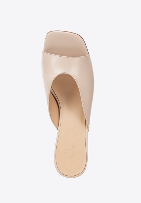 Wittchen Dames beige muiltjes van echt leer met blokhak - Image 5