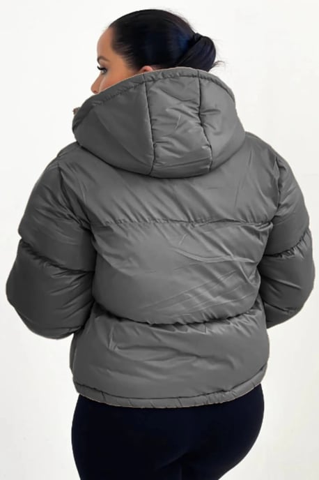 Hooded Drawstring Cropped Puffer Jacket - Stacey - Image 2