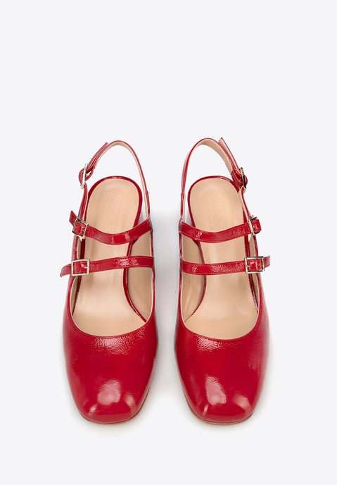 Wittchen Dames rode leren pumps met bandjes - Image 2