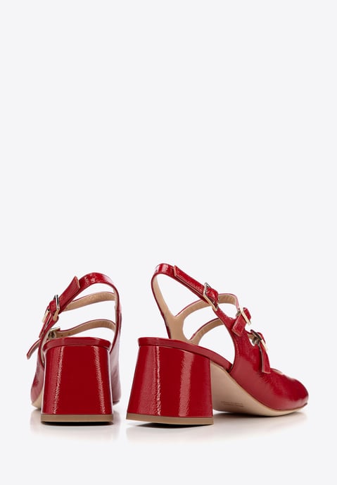Wittchen Dames rode leren pumps met bandjes - Image 3