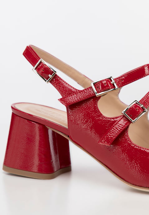 Wittchen Dames rode leren pumps met bandjes - Image 6