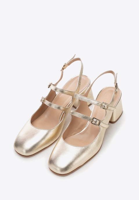 Wittchen Dames Leren Pumps met Bandjes Goud Echt Leer - Image 2