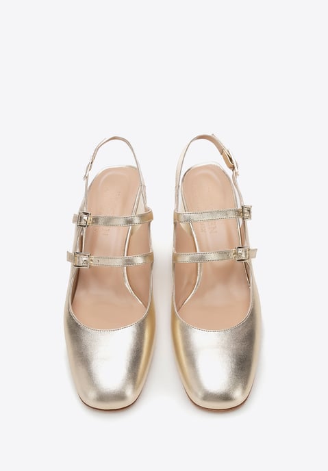 Wittchen Dames Leren Pumps met Bandjes Goud Echt Leer - Image 3
