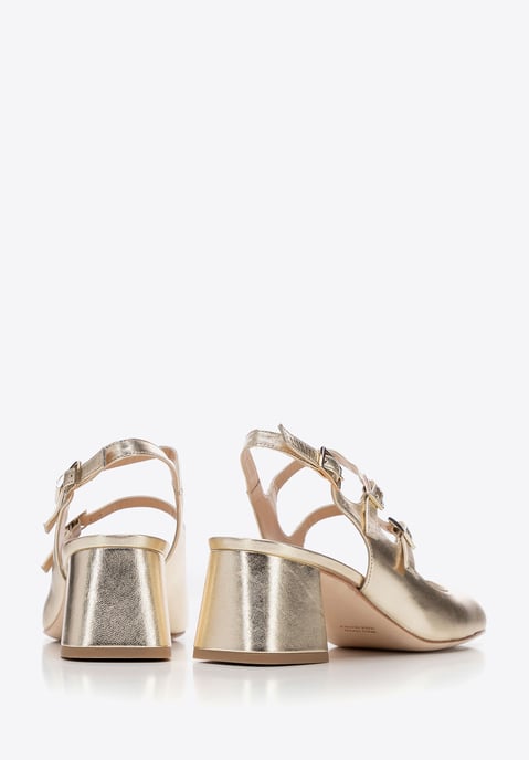 Wittchen Dames Leren Pumps met Bandjes Goud Echt Leer - Image 4