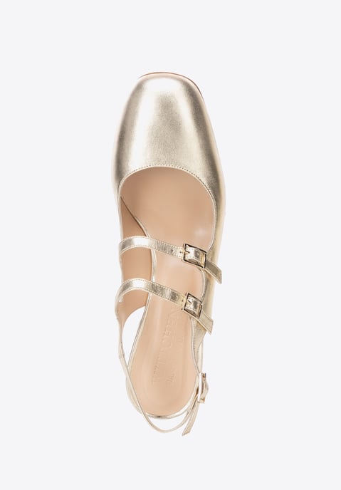 Wittchen Dames Leren Pumps met Bandjes Goud Echt Leer - Image 5