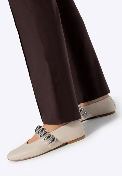 Wittchen Women's Ballet Flats in Genuine Leather with a Shiny Strap White - Image 1