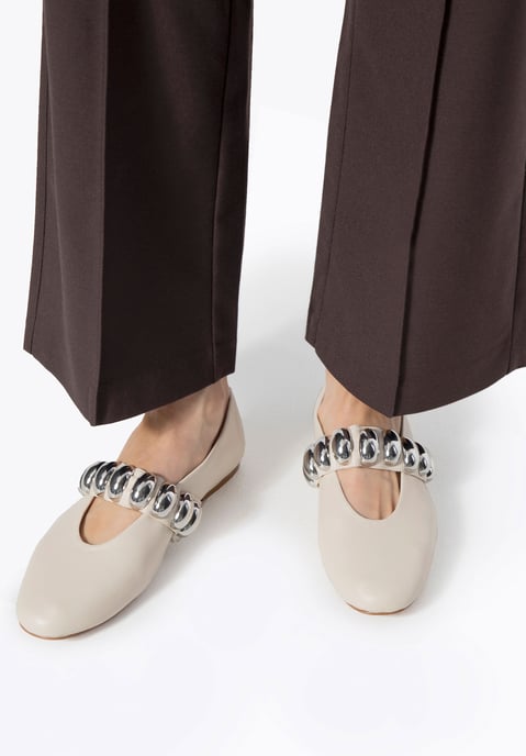Wittchen Women's Ballet Flats in Genuine Leather with a Shiny Strap White - Image 2