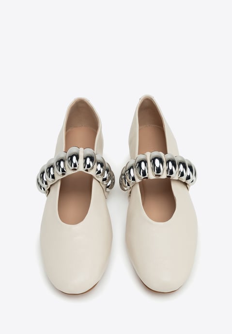 Wittchen Women's Ballet Flats in Genuine Leather with a Shiny Strap White - Image 4