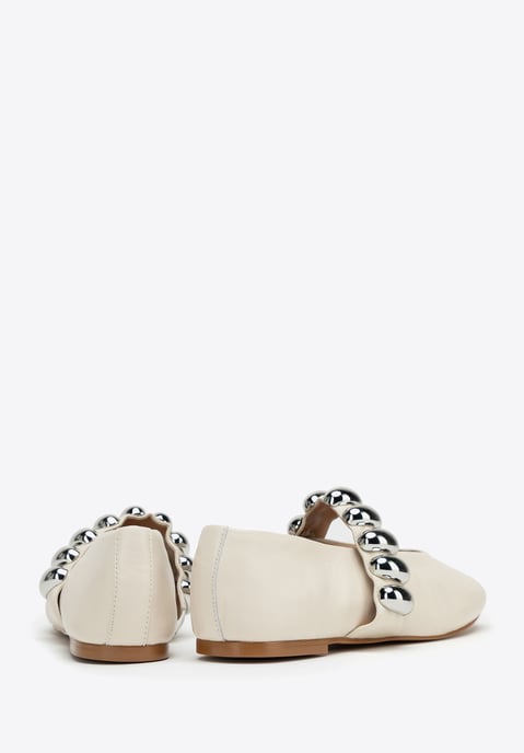 Wittchen Women's Ballet Flats in Genuine Leather with a Shiny Strap White - Image 5