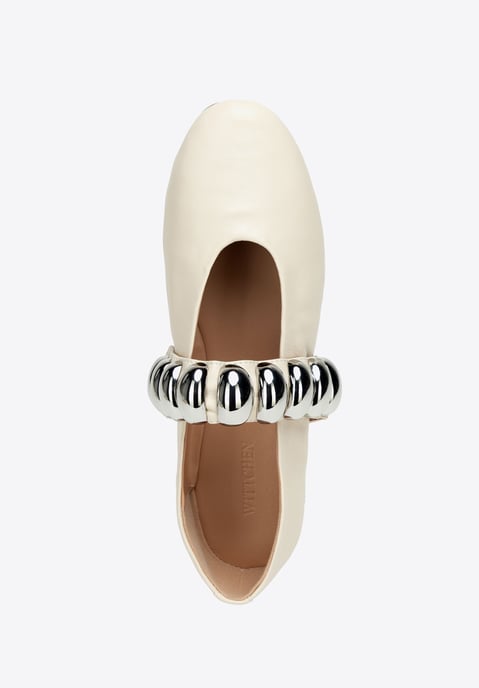 Wittchen Women's Ballet Flats in Genuine Leather with a Shiny Strap White - Image 6