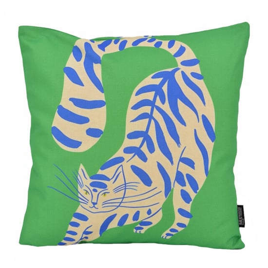 Gek op kussens! Sierkussen green cat | 45 x 45 cm | katoen/linnen - Image 1