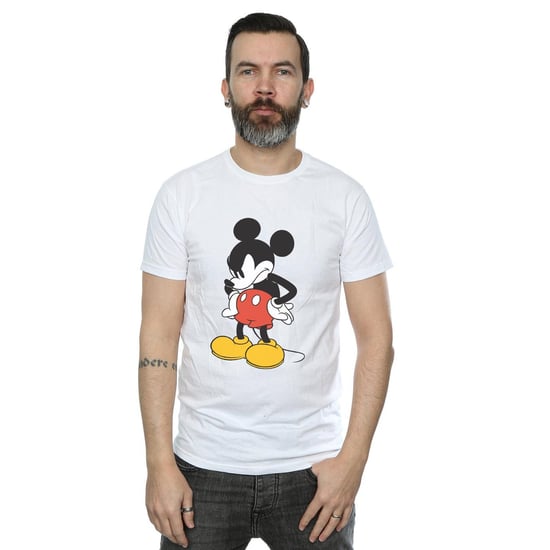 Disney Mens Mickey Mouse Angry Look Down T-Shirt (White) - Image 3