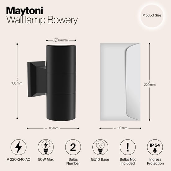 Maytoni Outdoor wandlamp bowery - Ø6,4 - Image 5