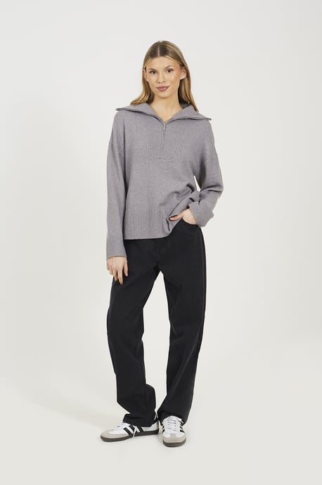Grey Half Zip Knitted Jumper - Image 3