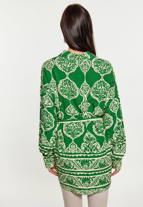 usha Blouse Dames groene crème - Image 4