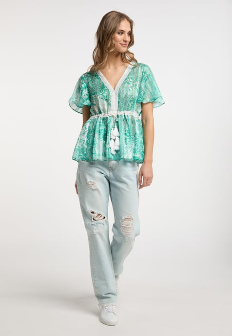 IZIA Blouse Dames Groen Wit - Image 2