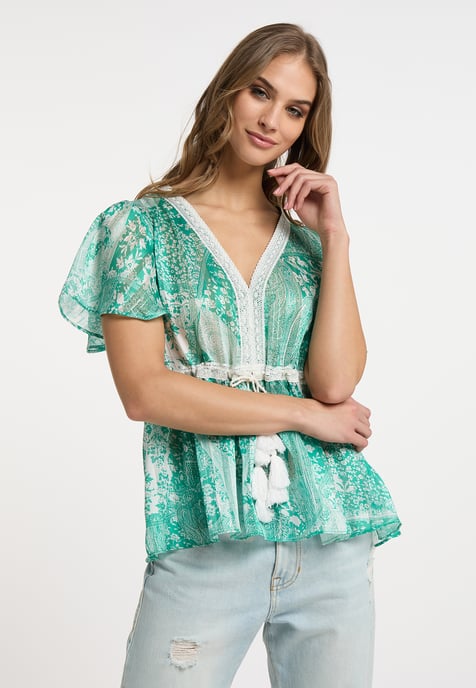 IZIA Blouse Dames Groen Wit - Image 3