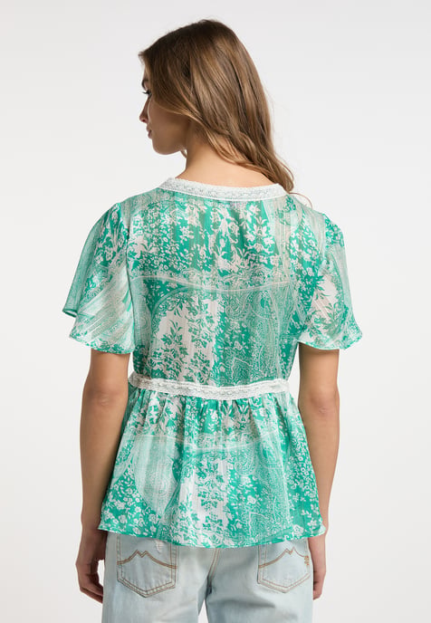 IZIA Blouse Dames Groen Wit - Image 4