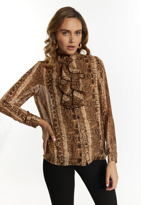 Faina Blouse Dames bruin beige - Image 3