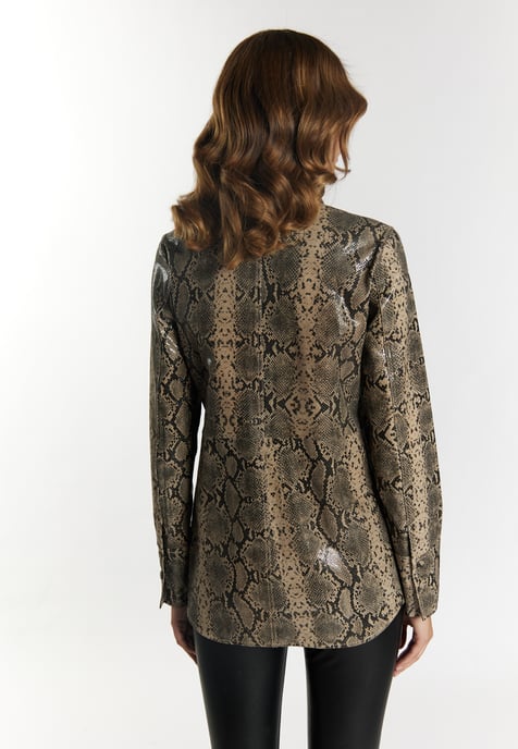 Faina Leren overhemd Dames beige slang - Image 4