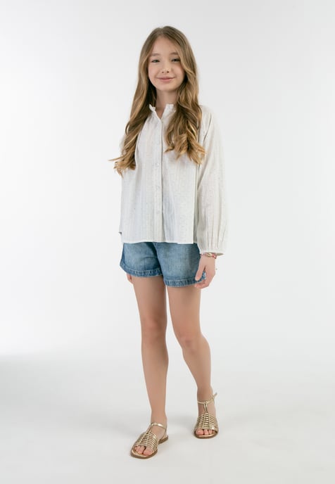 IZIA Blouse Meisje Gebroken wit met zilveren strepen en stippen - Image 2